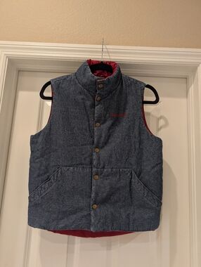 Roots Reverseable Denim Snap Vest Size Large